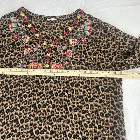 ODDY Women 3XL Top Blouse Long Sleeve Animal Embroidered Peasant Boho Lagenlook - Picture 10 of 13